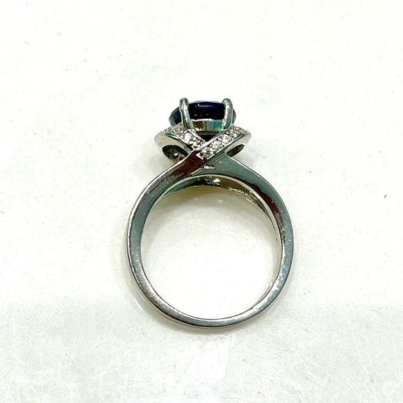 3ct Genuine Sapphire 14KGP Ring - Picture 4 of 5